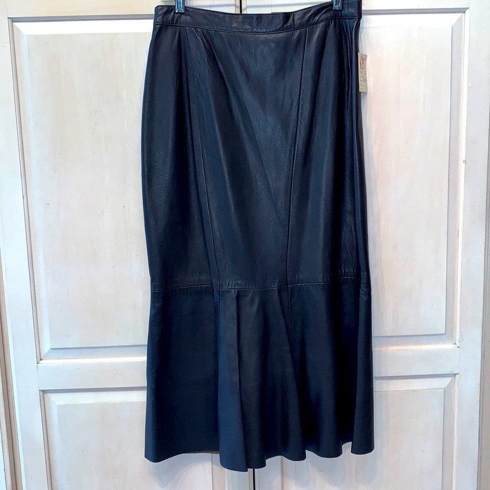 New Black Midi Ladies Leather Skirt